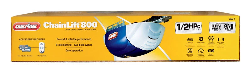 Genie 1/2 Horsepower Chain Drive Garage Door Opener Model 37000r With Two Remotes