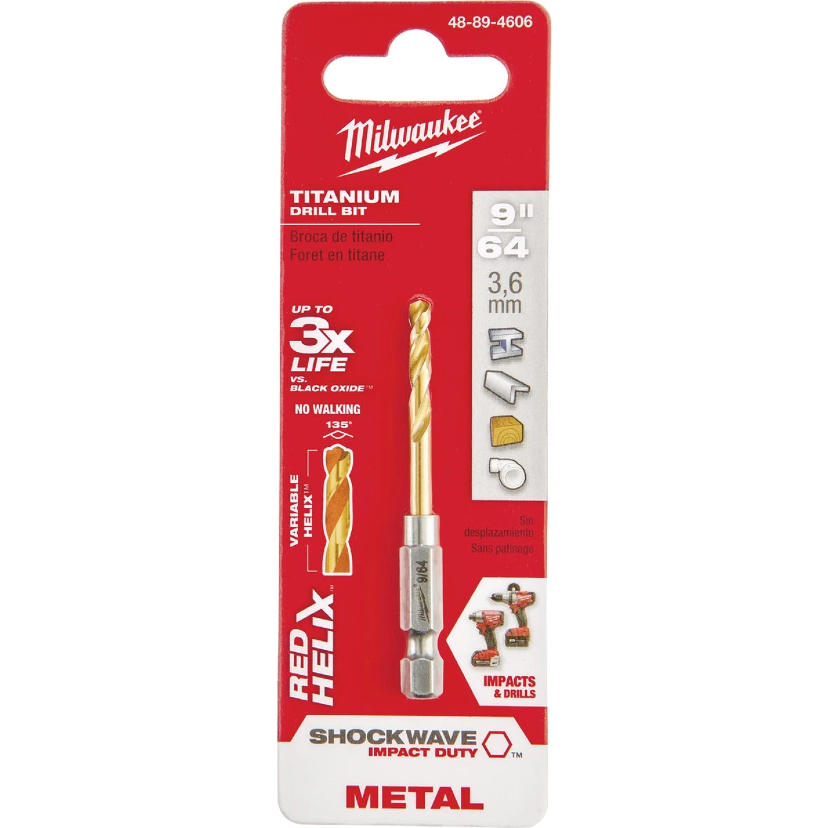 Shockwave Impact-Duty Titanium Drill Bit, 9/64 In.