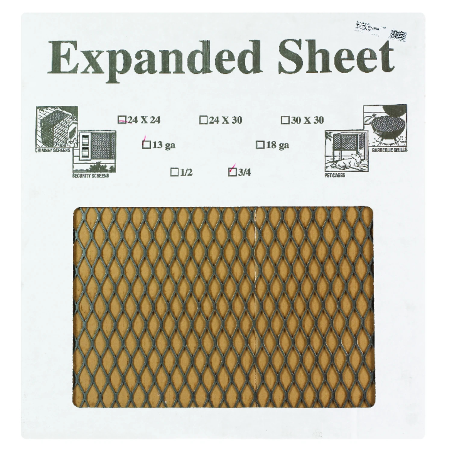 Diamond Metal Sheet, 13 Gauge, 3/4 x 24 x 24 In.