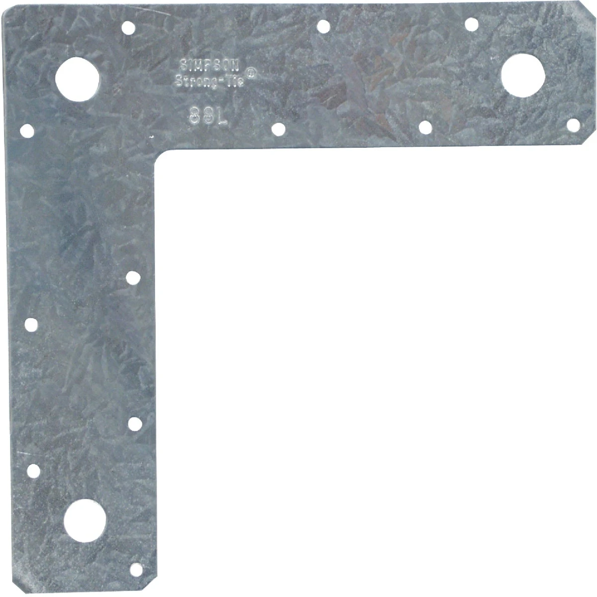 L-Strap Reinforcement Angle, For L Insection, 14 Gauge, 8 x 8 x 2 In.