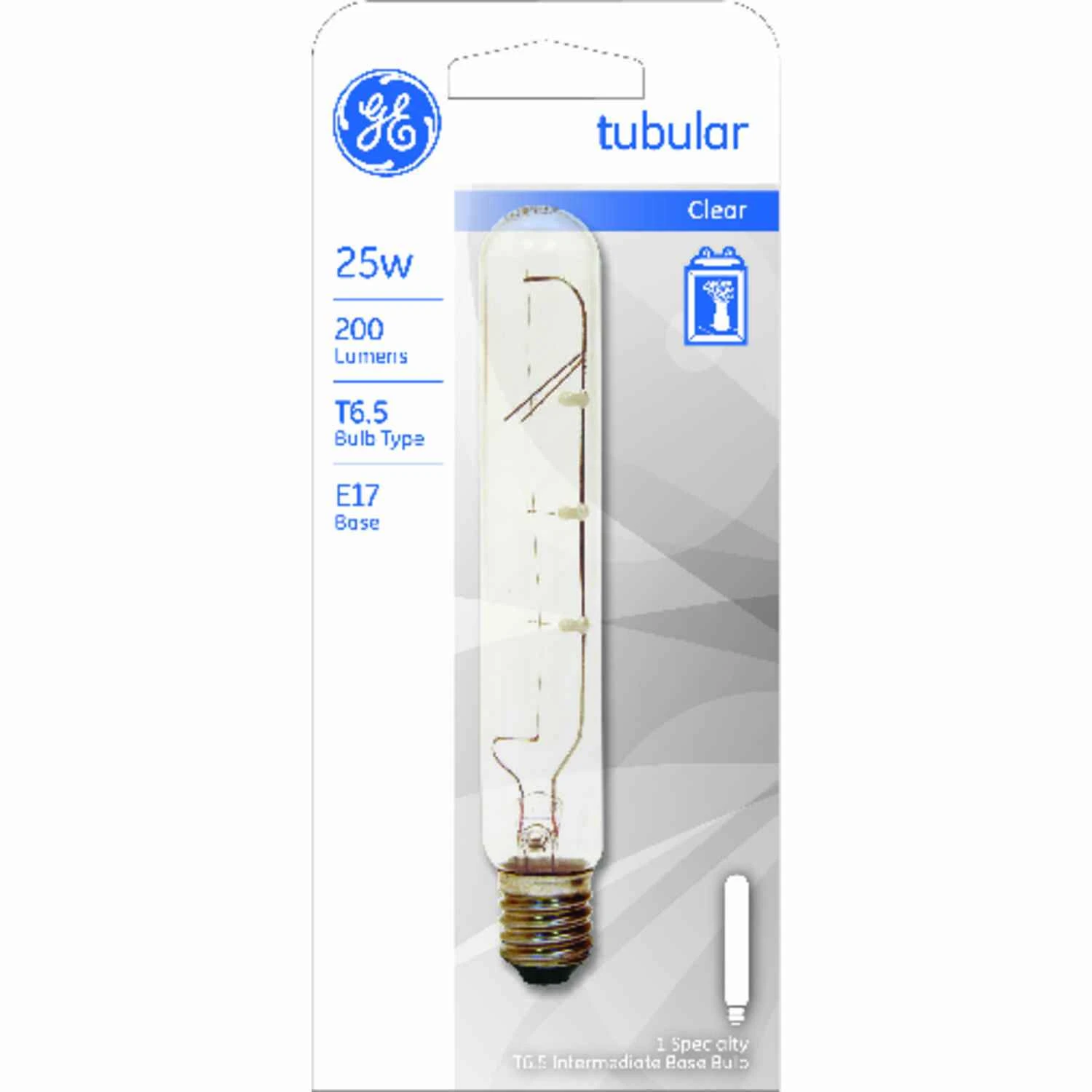Tubular Light Bulb, Intermediate Base, 244 Lumens, 5.5 In., Clear, 25 Watt