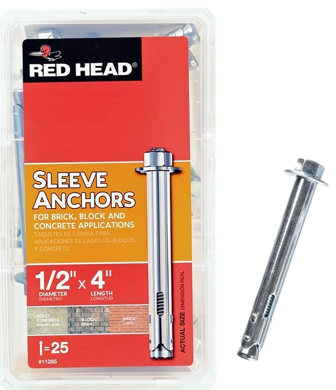 1/2 In. X 4 In. Steel Hex Sleeve Anchors (25 Pk) - Model 11285