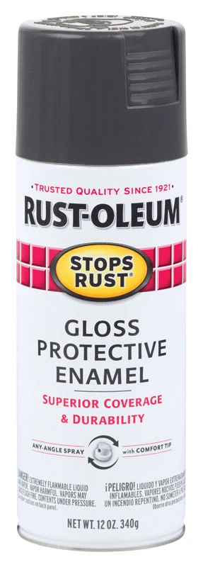 Stops Rust Spray Enamel, Charcoal Gray Gloss, 12-oz.