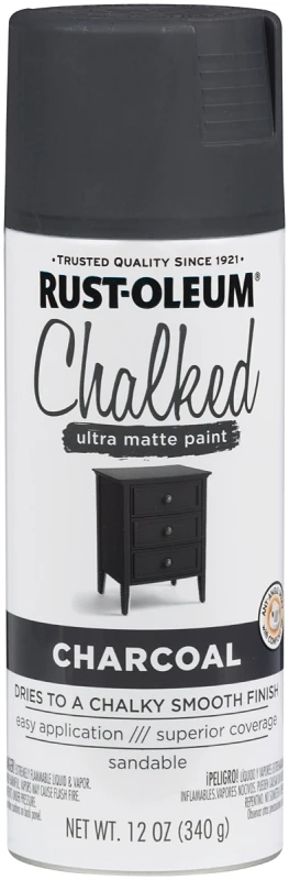 Rust-Oleum 302590 Chalk Spray Paint, Ultra Matte, Charcoal, 12 oz Can