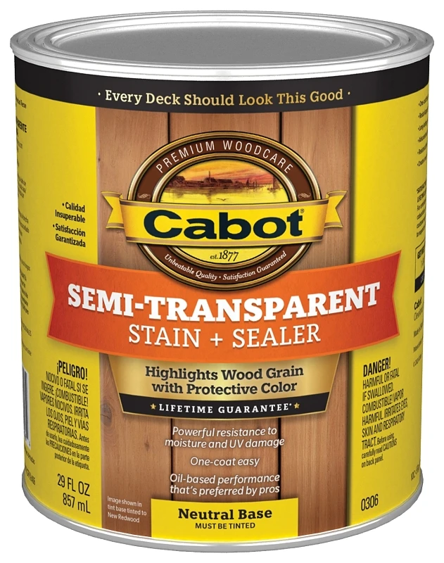 140.0000306.005 Semi-transparent Deck And Siding Stain, Neutral Base, 1 Quart