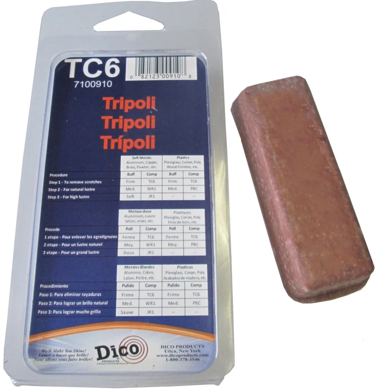 Tripoli Buffing Compound 4 Oz. Tube, Model 7100910, Moisture-proof, Clamshell Pack