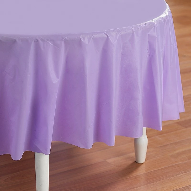 Luscious Lavender Round Plastic Tablecover, 82 Inch, Creative Converting Model 192882