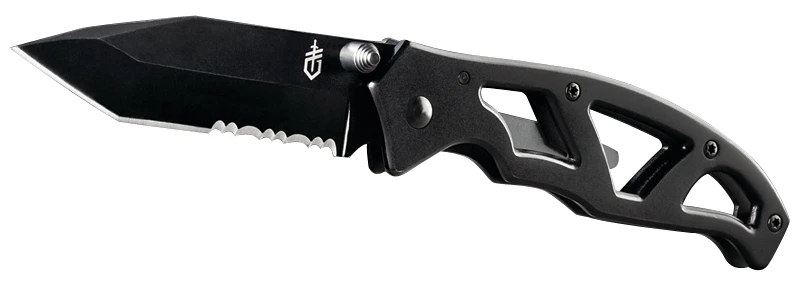 Paraframe Tanto Folding Knife, 2.88 In Blade, 7cr17mov Steel, Black Handle