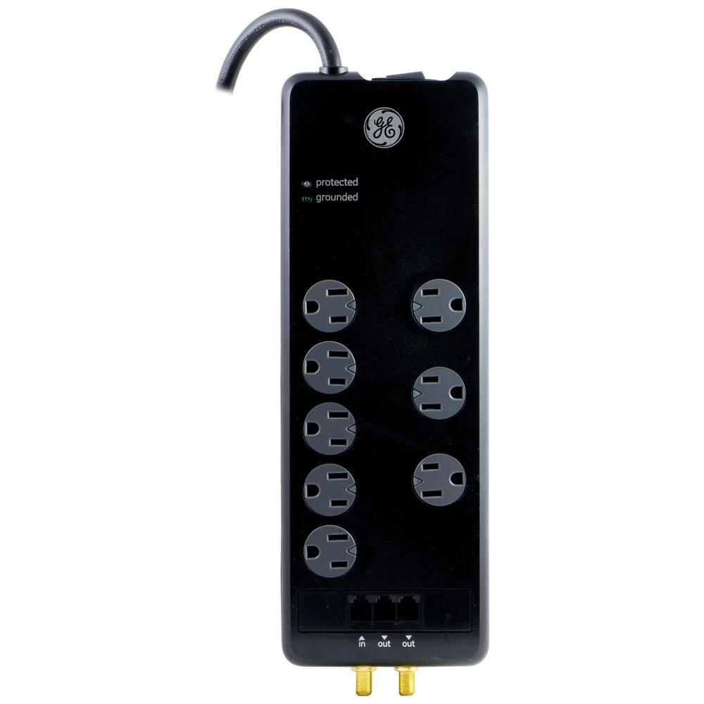 Ge 14095 8-outlet Surge Protector With 4ft Cord And Phone/cable Protection