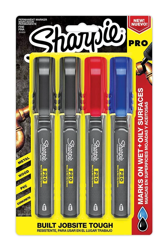 Sharpie Pro Jobsite Markers, Fine Point, 4-Ct.