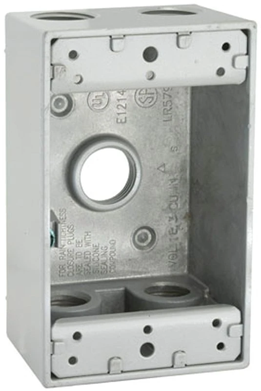 5331-0 Single Gang 5-outlet Weatherproof Outdoor Electrical Box, Gray
