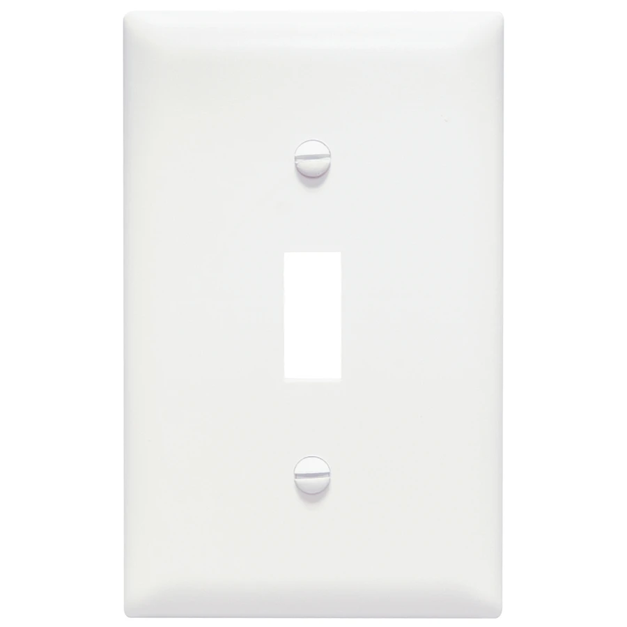 Pass & Seymour Wall Plate, 1-Gang, Single Toggle, White Nylon