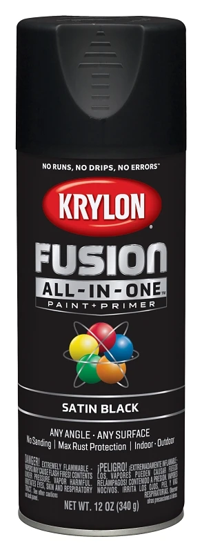 Fusion All-In-One Spray Paint + Primer, Satin Black, 12-oz.