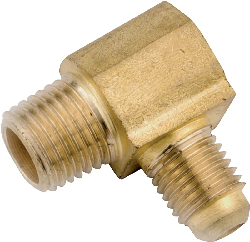 Anderson Metals 754049-0404 Tube Elbow, 1/4 in, Flare x Male, 90 deg Angle, Brass, 1400 psi Pressure