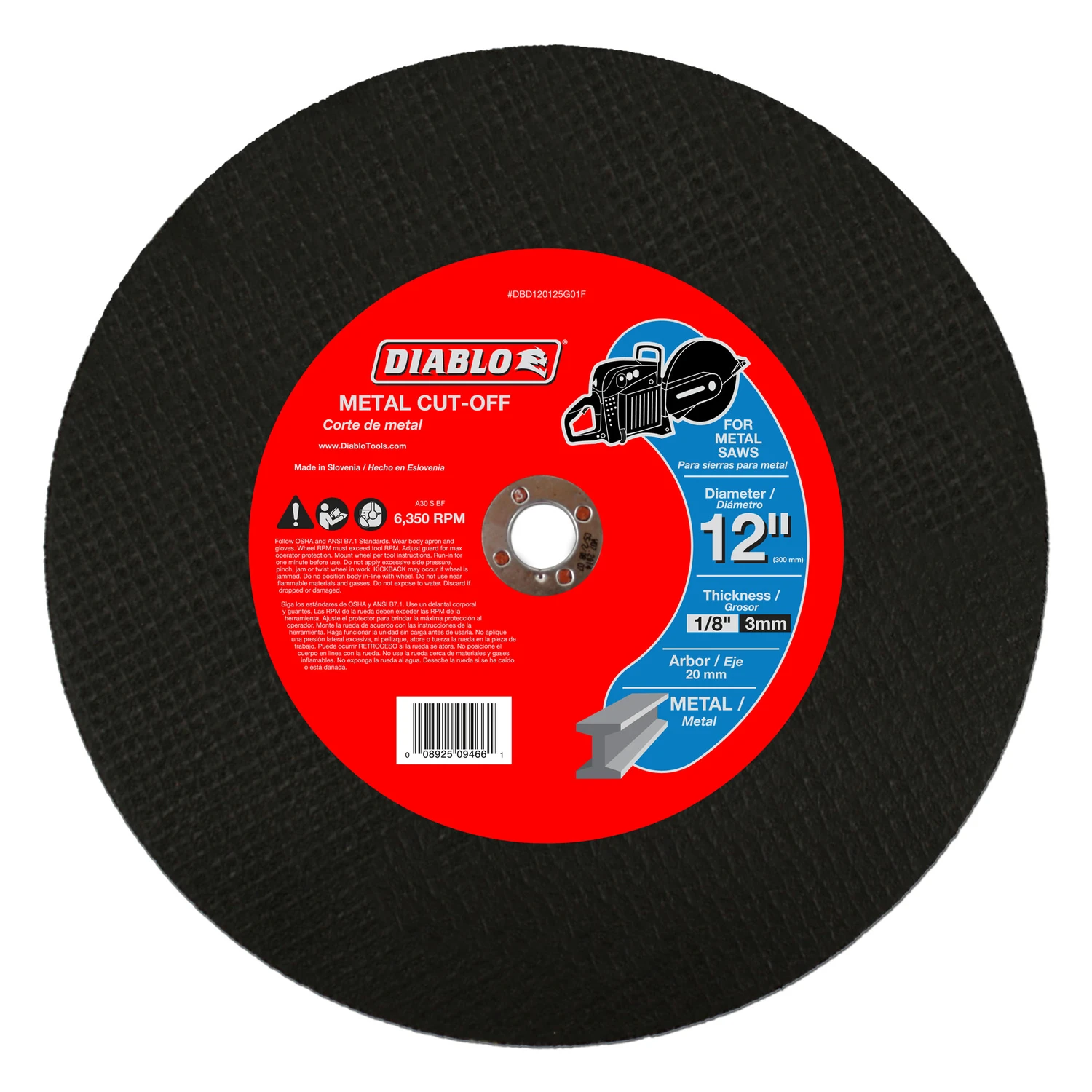 Metal Cut-Off Discs, 12 x 1/8-In. x 20mm