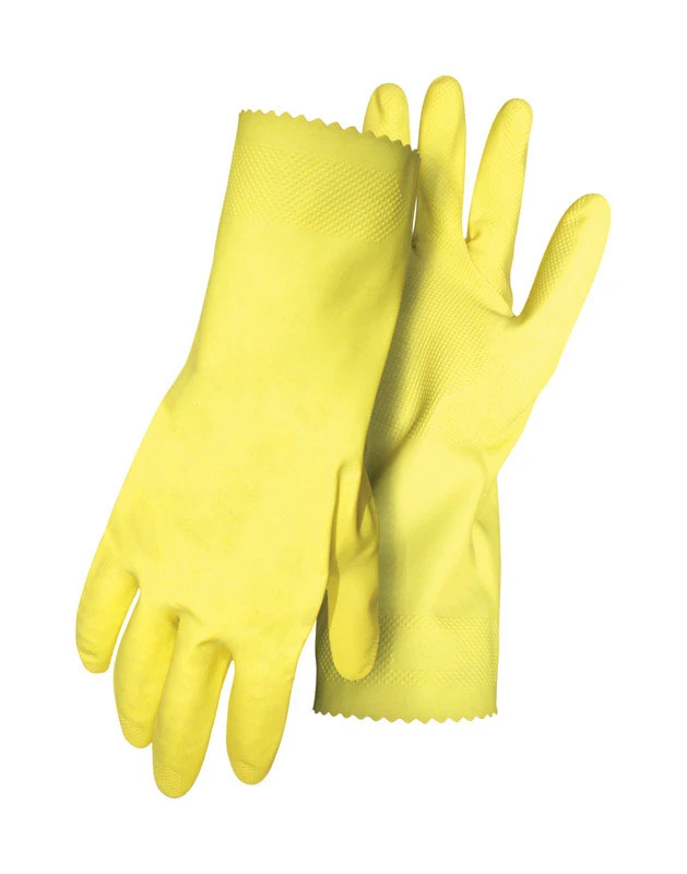 958m Unisex Medium Flock Lined Latex Chemical Gloves Yellow 1 Pk Indoor/outdoor