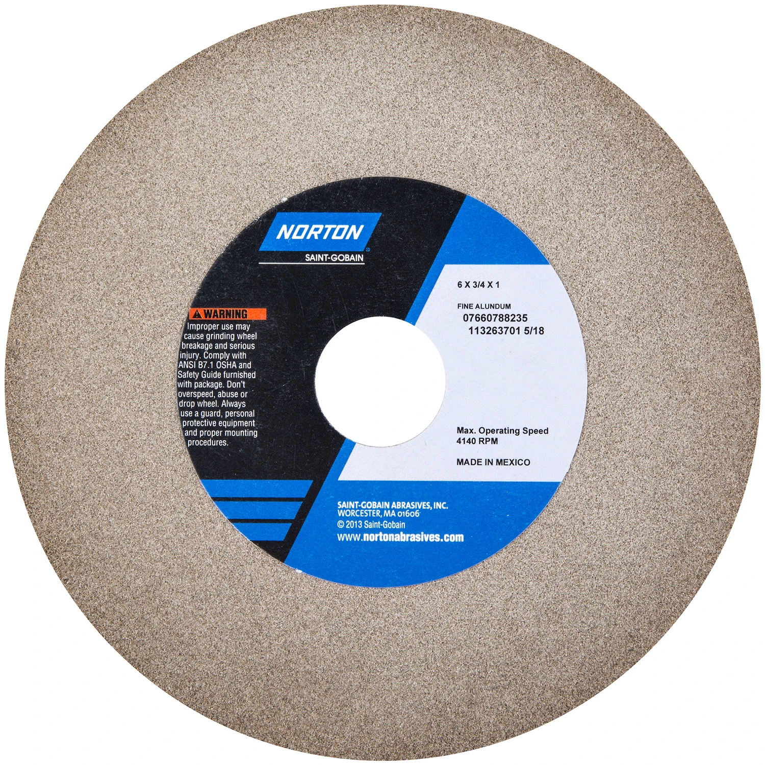 88235 6 In. Dia X 3/4 In. Thick Fine Aluminum Oxide Grinding Wheel, 1 In. Arbor