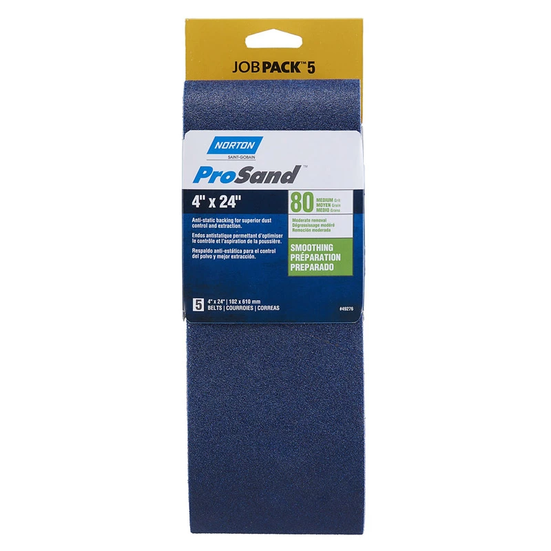 49276 Prosand 4 X 24 In. Sanding Belt, 80 Grit, Medium, Zirconia Aluminum, 5 Pk