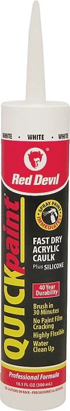 Quick Point 0946 Fast Dry Acrylic Caulk, White, 10.1 Fl Oz, 40-90°f
