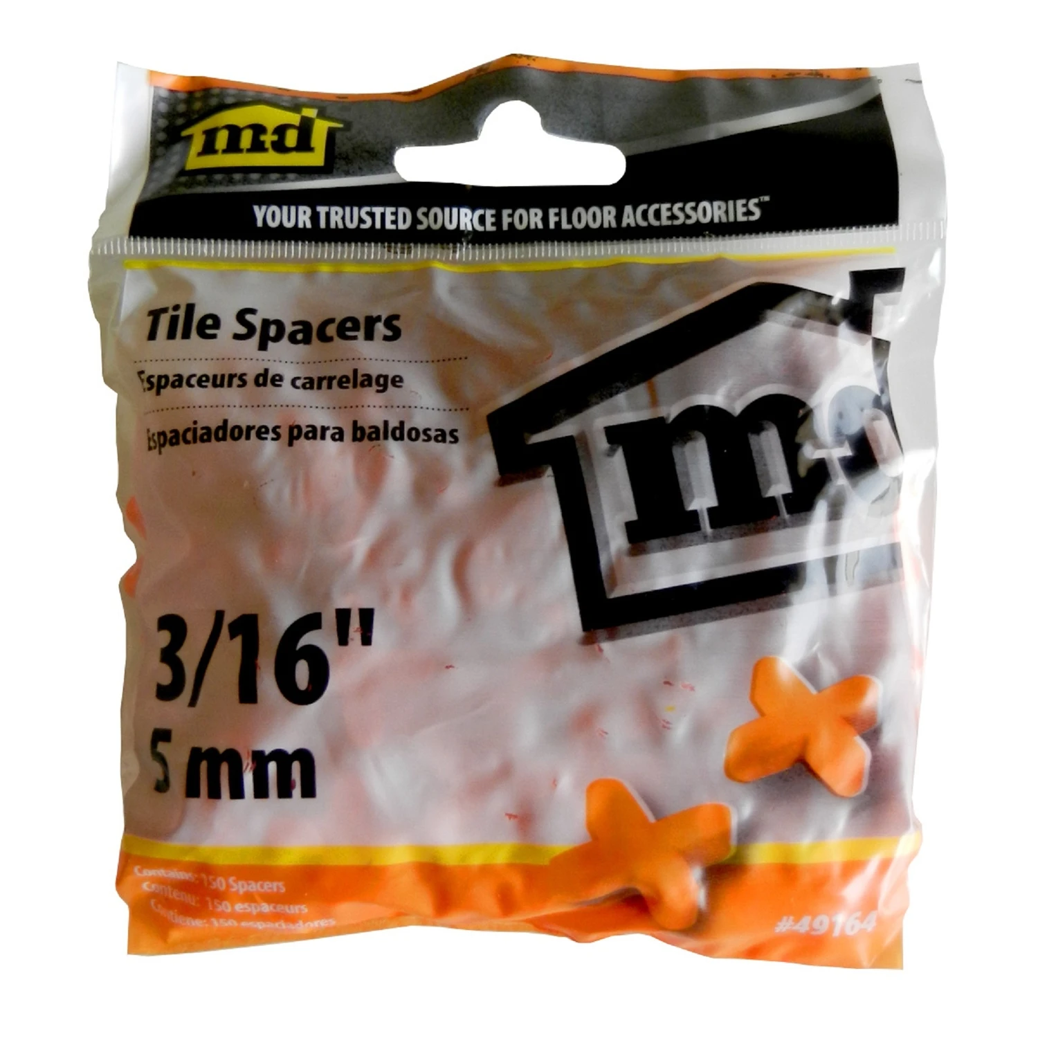 49164 3/16 In. Tile Spacers, 150 Pieces/bag For Accurate Tile Alignment