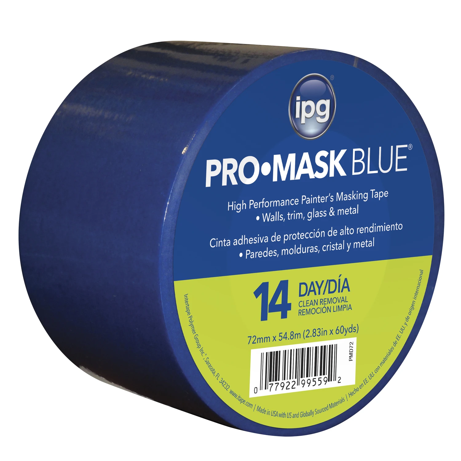 Pro-mask Pmd72 Blue Masking Tape, 2.83 In W X 60 Yd L, Medium Strength