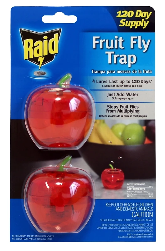 2pk-ffta-raid Fruit Fly Trap, Solid, Sweetish, 2 Pk, Indoor/outdoor