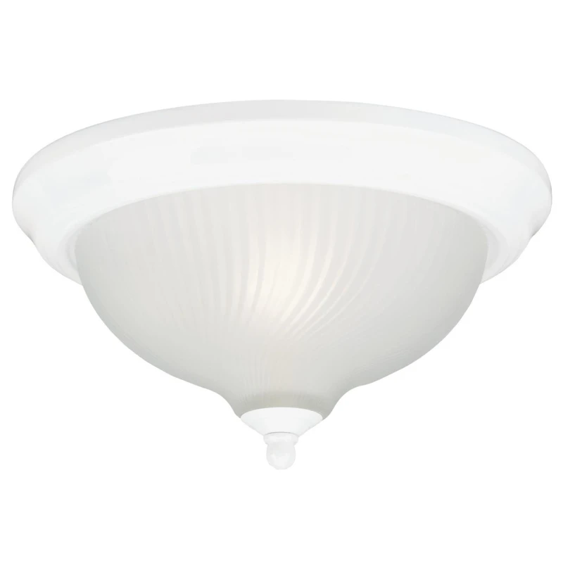 2-light Flush Mount Ceiling Fixture, 13 In. White With Frosted Glass