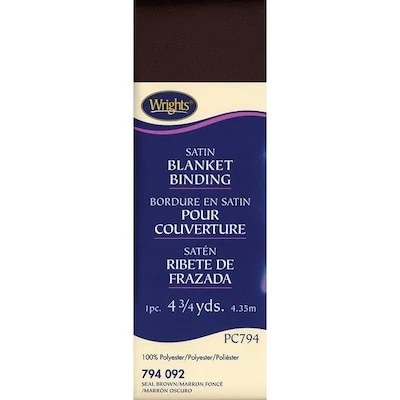 Single Fold Satin Blanket Binding 2" X 4.75 Yards In Seal Brown