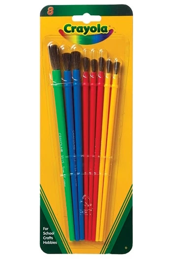 Art/Craft Brushes, 8/PK, Natural Hair, Assorted Sizes