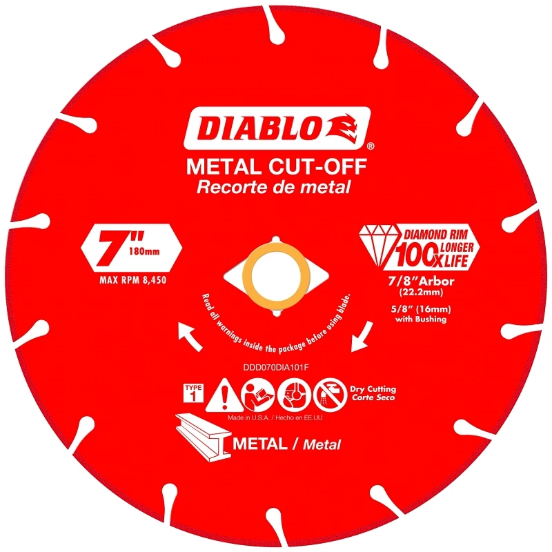 Diablo DDD070DIA101F Cut-Off Blade, 7 in Dia, 5/8, 7/8 in Arbor, Segmented Rim