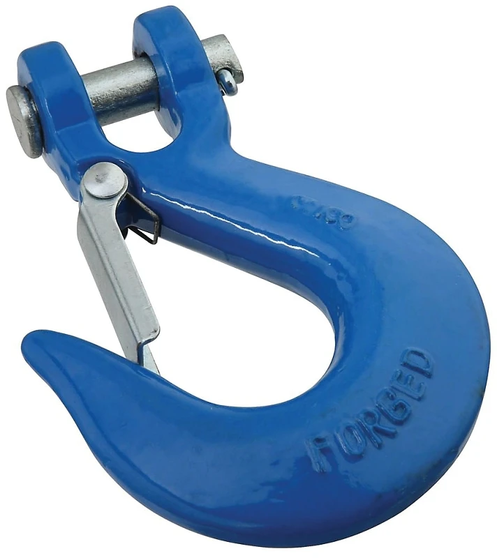 Clevis Slip Hook With Latch, Blue, 3/8 In.