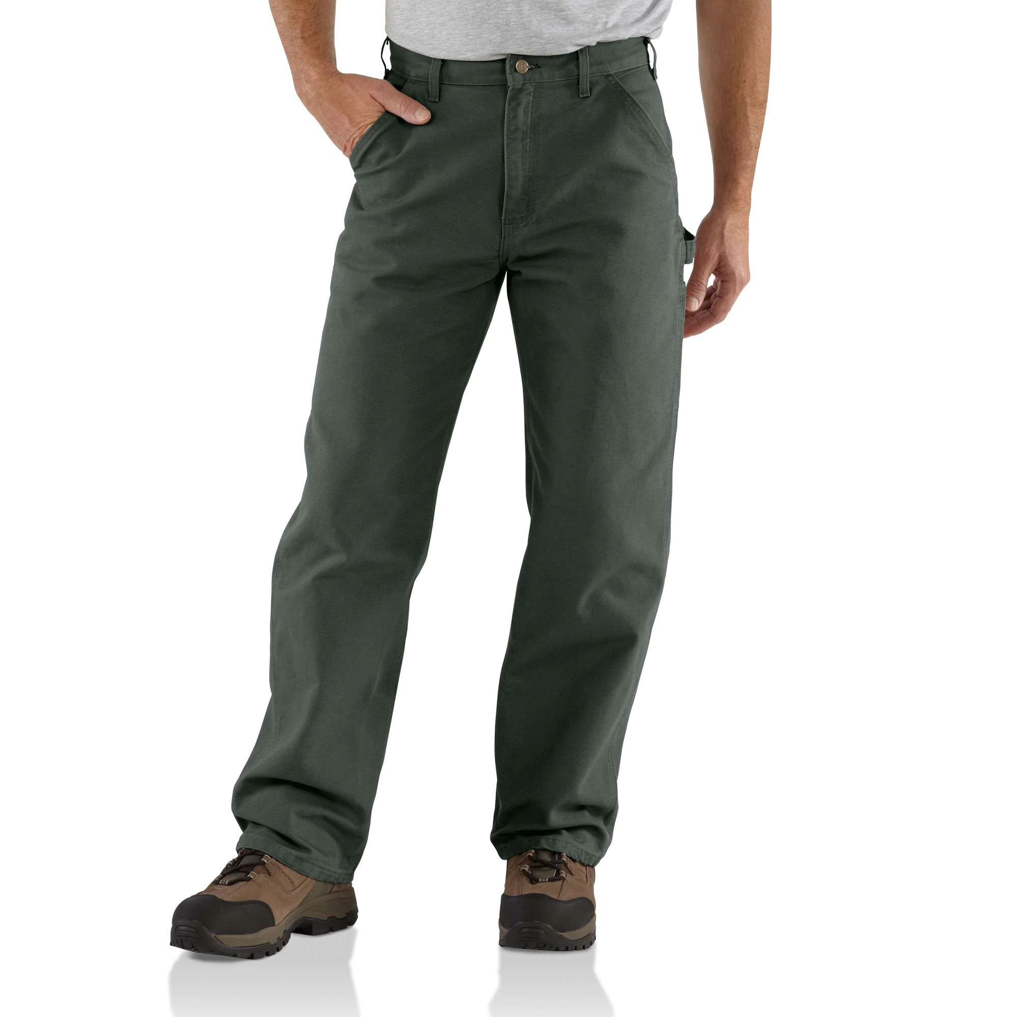 Dungaree Work Pants, Washed Duck, Loose Original Fit, Moss, 34 x 34 In.