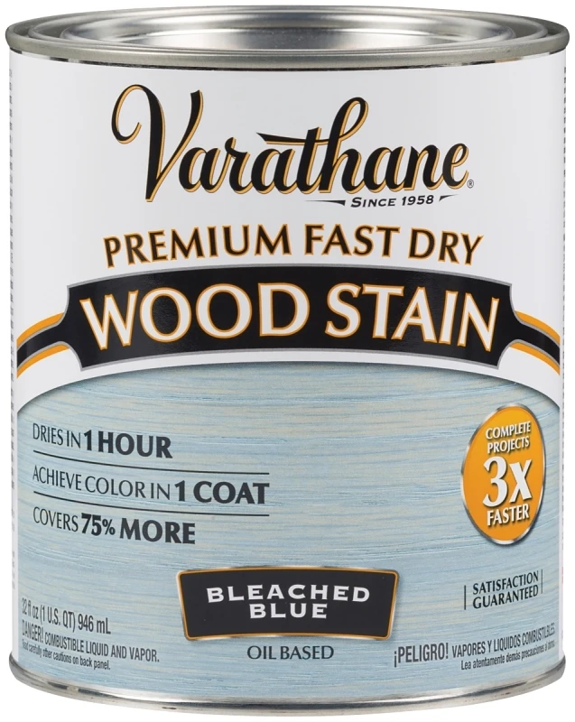 Fast Dry Interior Wood Stain, Oil-Based, Bleached Blue, 1-Qt.