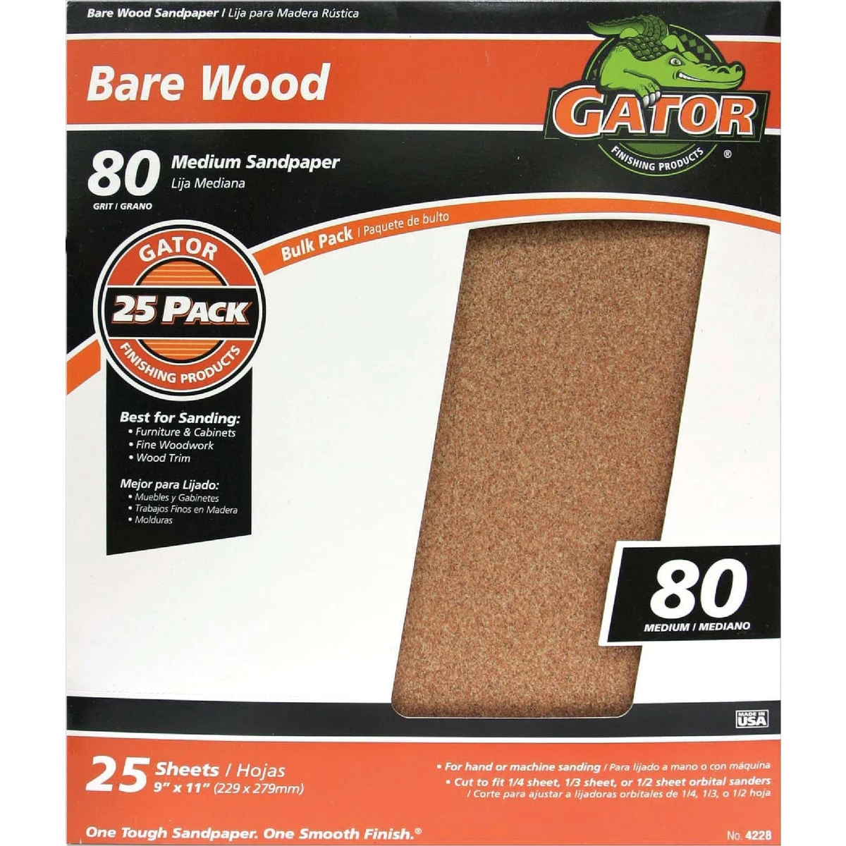 Garnet Sandpaper, Medium 80-Grit, 9 x 11 In., 25-Ct.