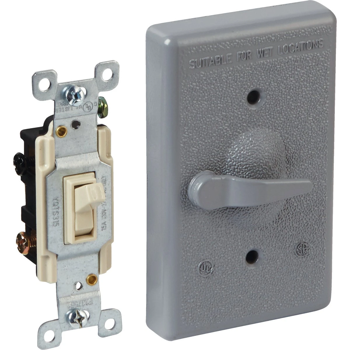 Gray 3-way Vertical Mount Outdoor Switch Cover With Die-cast Metal Construction