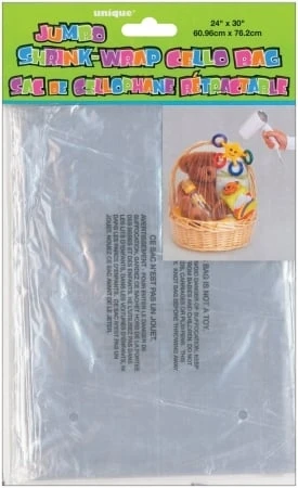 Jumbo Shrink Wrap Cellophane Bag 24" X 30" - Shrinks To 10.5" X 6.5"