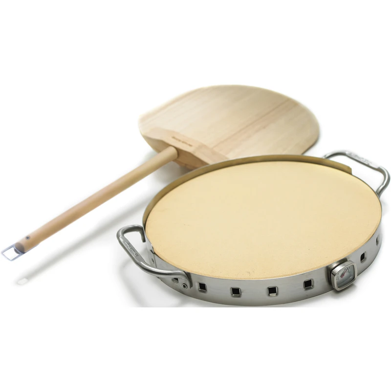 69815 Professional Ceramic Pizza Stone Grill Set With Stainless Steel Support