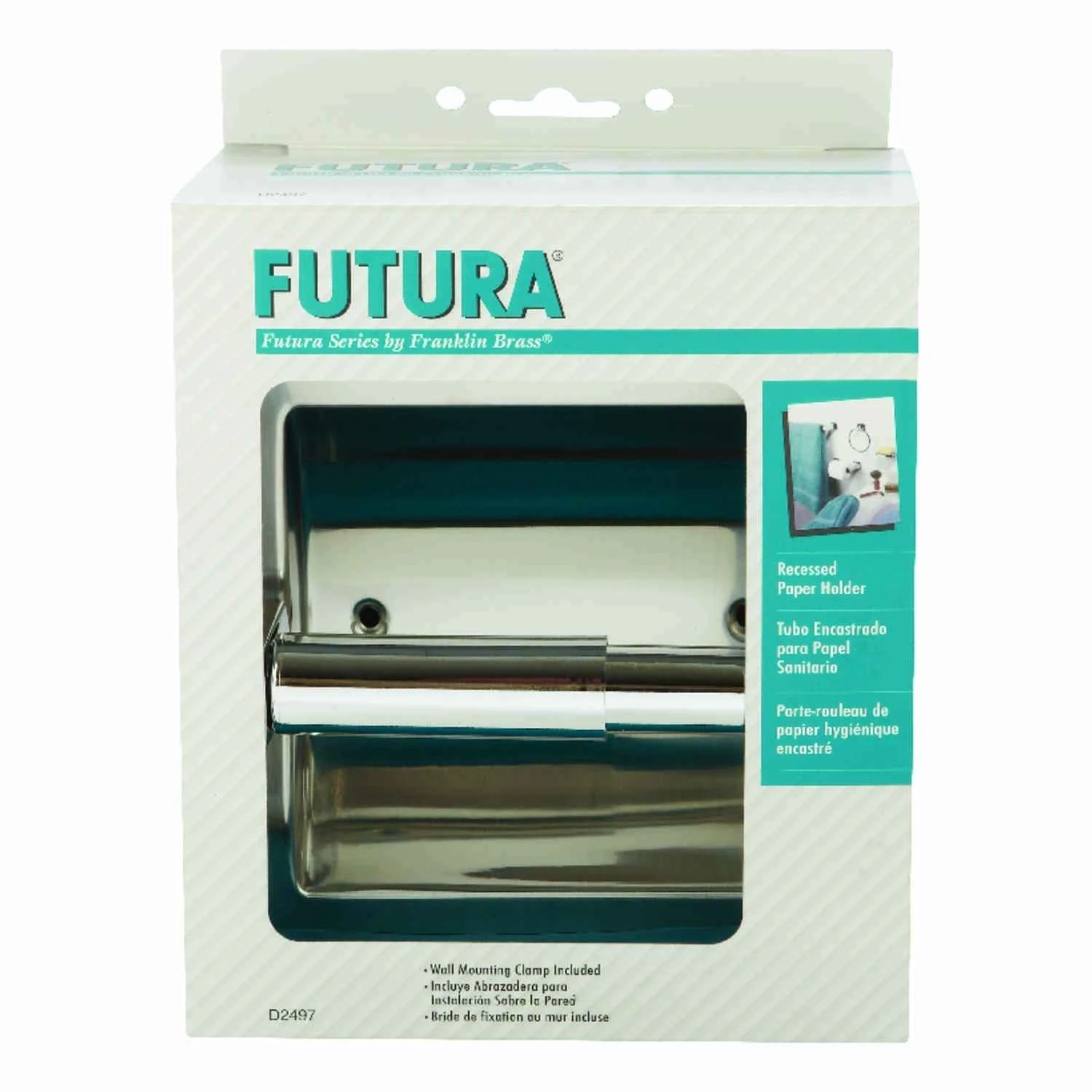 Futura Recessed Toilet Paper Holder In Polished Chrome - Model D2497pc