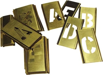 337-10031 Brass Stencil Letter Set, 2 In, 33 Pieces