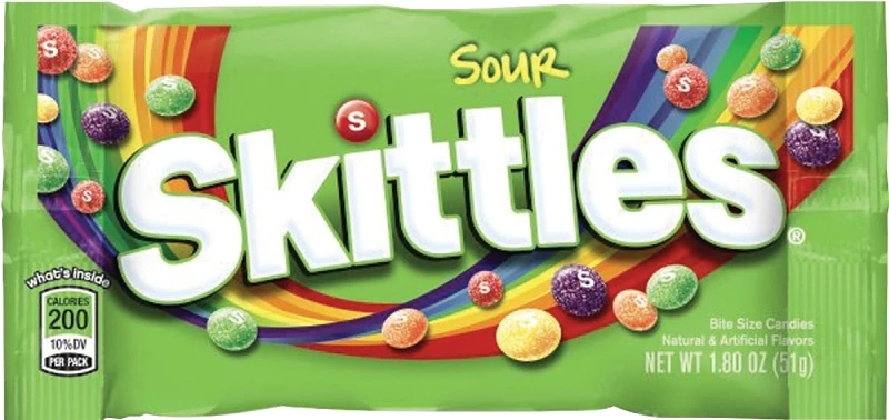 Sour Candy, Assorted Fruits, 1.8 Oz Bags, Pack Of 24