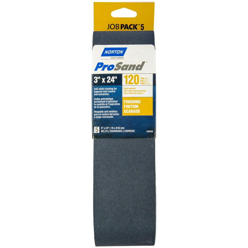 49268 Prosand 3 In W X 24 In L Sanding Belt, 120 Grit, Pack Of 5