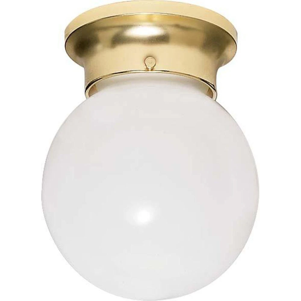 1-light 8-inch Polished Brass Flush Mount Ceiling Fixture