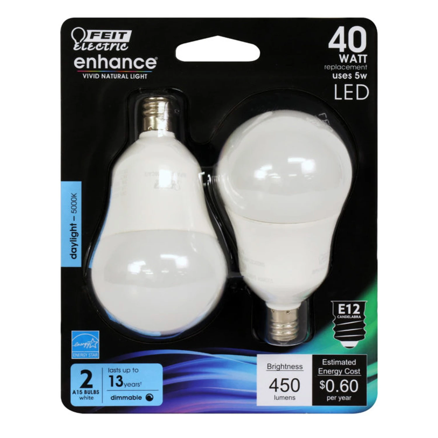 Bpa1540c/950ca/2 Led Bulb, A15 E12, 40w Equivalent, 2-pack, Dimmable, 450 Lumens