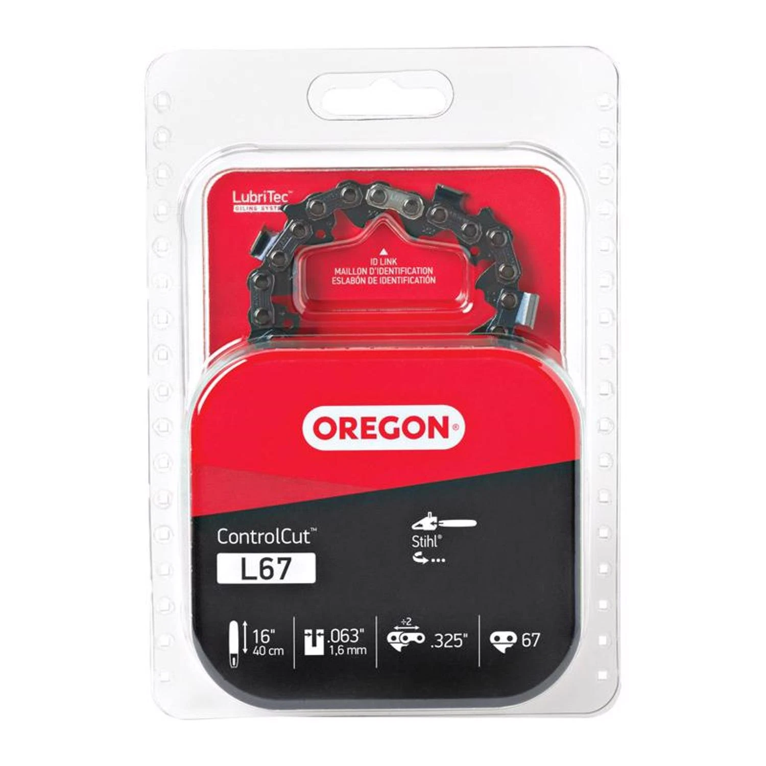Oregon L67 Chainsaw Chain, 16 In. Bar, 0.325 In. Pitch, 67-Link