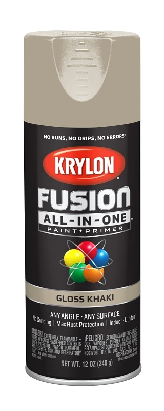 Fusion All-in-one Gloss Spray Paint & Primer, Khaki, 12 Oz, Model K02713007