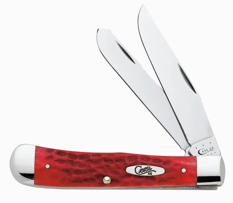 Case Cutlery Dark Red Bone Trapper Pocket Knife With Chrome Vanadium Steel Blades 06984