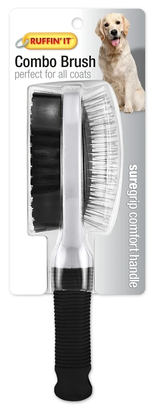 19743 Plastic & Metal Bristle Combo Grooming Brush