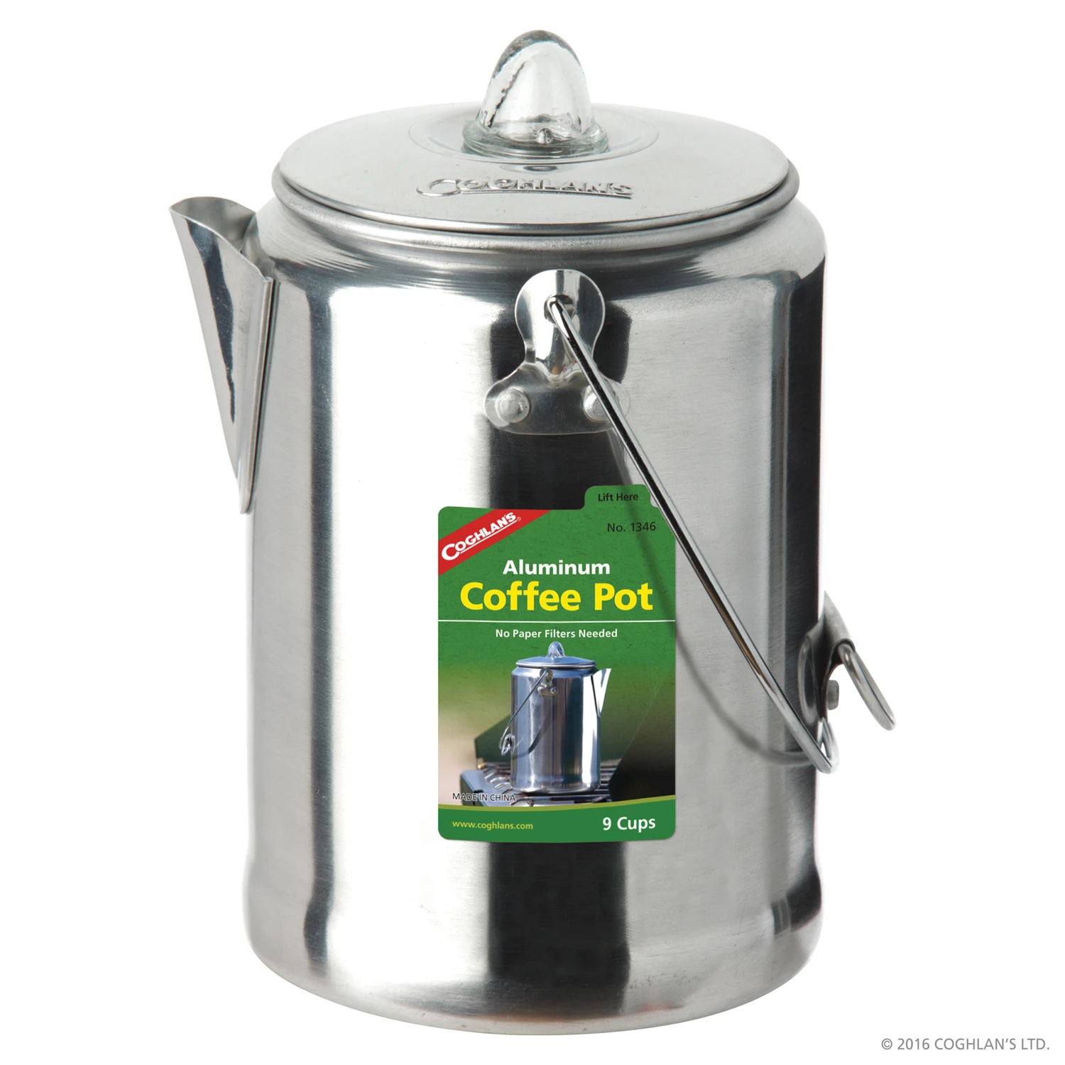 9-cup Aluminum Camping Coffee Pot With Quick-cool Bail Handles