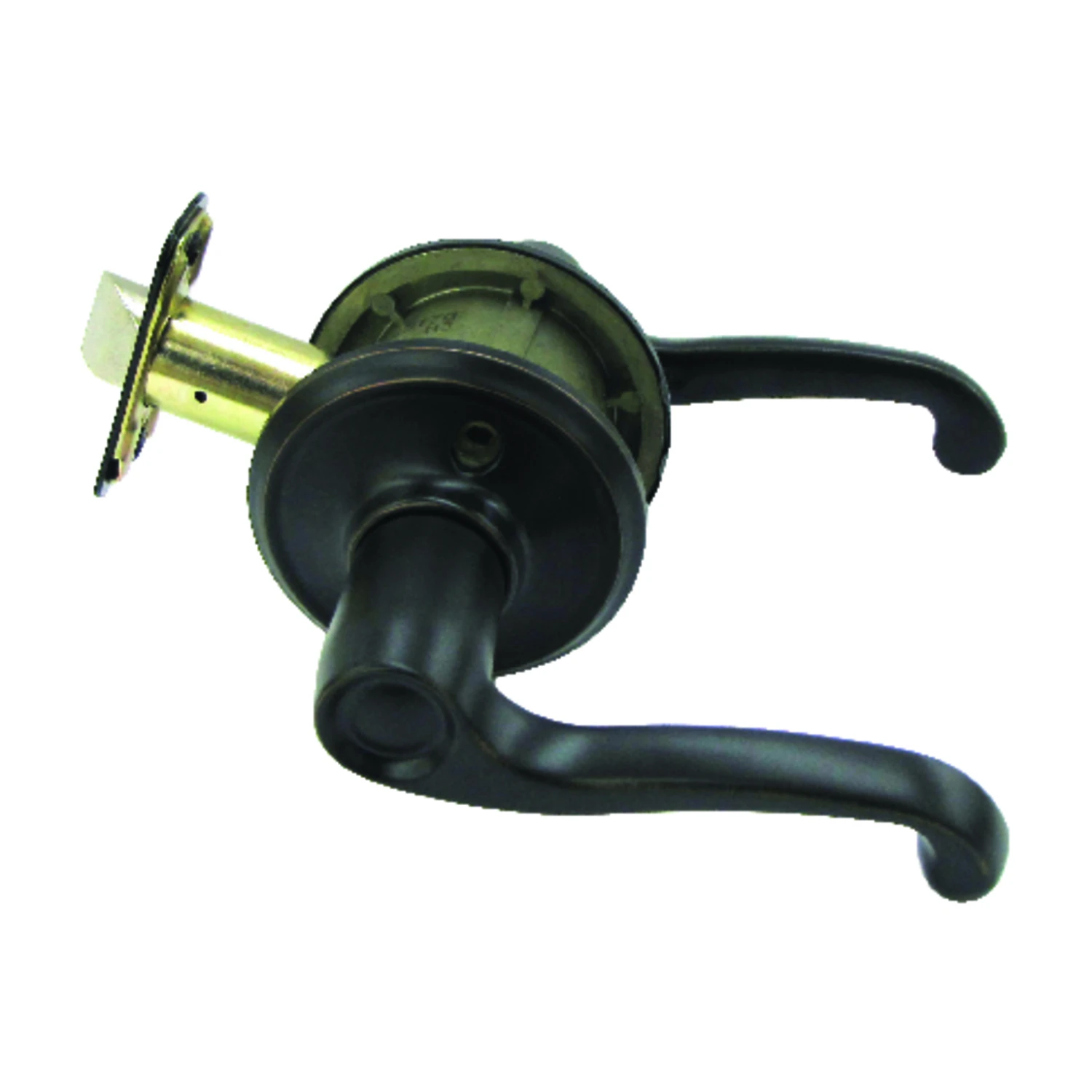 Passage Lockset, Flair Lever, Aged Bronze