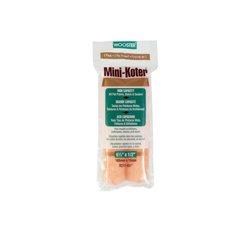 Wooster  Minikoter  Fabric  1/2 in.  x 6-1/2 in. W Paint Roller Cover  Mini  2 pk For Semi-Smooth Su